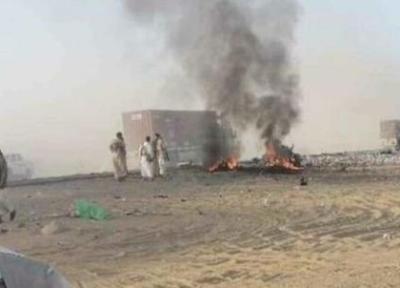 کاروان مهمات سعودی برای مزدورانش در مارب هدف انفجار نهاده شد
