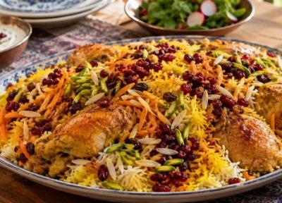 طرز تهیه هفت رنگ پلو با مرغ؛ مجلسی و زعفرانی